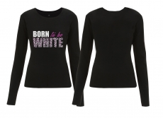 Frauen - Sweatshirt - Born to be White - Leopard - schwarz/pink Frauen - Sweatshirt - Born to be White - Leopard - schwarz/pink