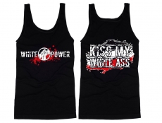 Muskelshirt/Tank Top - Kiss My White Ass - schwarz-weiß-rot Muskelshirt/Tank Top - Kiss My White Ass - schwarz-weiß-rot