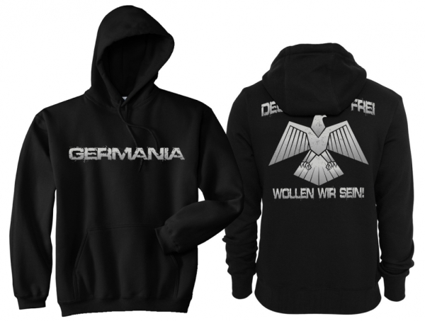 Kapuzenpullover - Deutsch und Frei - Schwarz Kapuzenpullover - Deutsch und Frei - Schwarz
