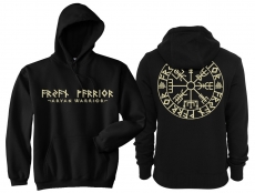 Kapuzenpullover - Aryan Warrior - Vegvisir Runenschrift - schwarz/beige Kapuzenpullover - Aryan Warrior - Vegvisir Runenschrift - schwarz/beige