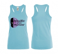 Frauen Top - Revolution ist auch Frauensache - Atoll blau Frauen Top - Revolution ist auch Frauensache - Atoll blau