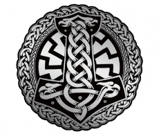 PVC Aufkleber - Thors Hammer mit Schwarzer Sonne PVC Aufkleber - Thors Hammer mit Schwarzer Sonne