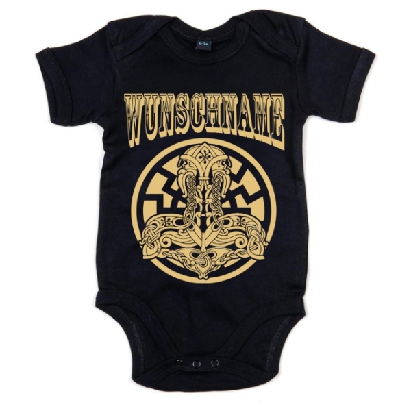 Baby-Bodie - Wunschname - Schwarze Sonne mit Thors Hammer - Junge Baby-Bodie - Wunschname - Schwarze Sonne mit Thors Hammer - Junge