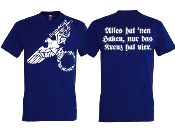 T-Hemd - Alles hat nen Haken, nur das Kreuz hat vier - navy T-Hemd - Alles hat nen Haken, nur das Kreuz hat vier - navy