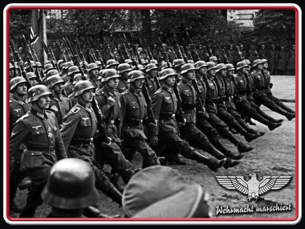 Blechschild - 12x18cm - Wehrmacht marschiert Blechschild - 12x18cm - Wehrmacht marschiert