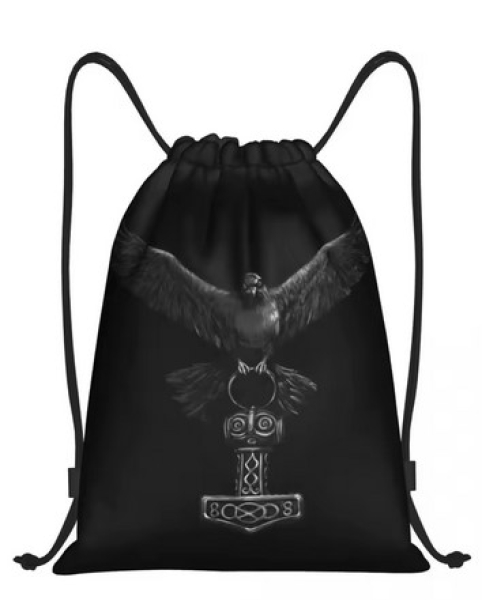 Rucksack mit Kordelzug - Thors Hammer mit Rabe Rucksack mit Kordelzug - Thors Hammer mit Rabe