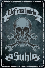 Blechschild - Totenkopf - Waffenschmiede Suhl ( 437 ) Blechschild - Totenkopf - Waffenschmiede Suhl ( 437 )