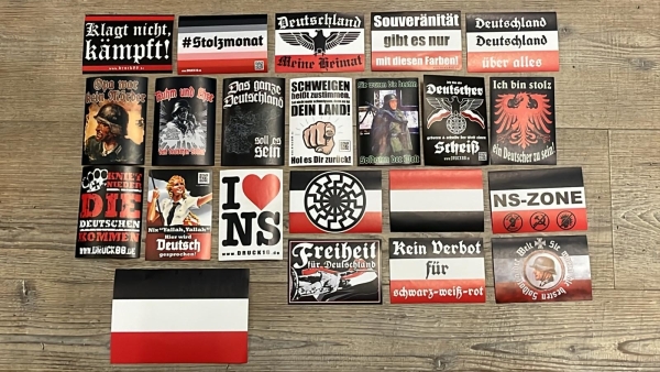 Aktivisten Paket - DEUTSCHLAND - 200 Stück + Fahne Schwarze Sonne brennend Aktivisten Paket - DEUTSCHLAND - 200 Stück + Fahne Schwarze Sonne brennend