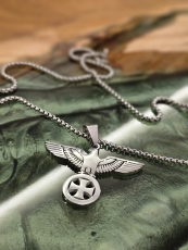 Halskette - Reichsadler mit EK - silberne Optik -35 - Halskette - Reichsadler mit EK - silberne Optik -35 -