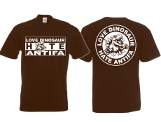T-Hemd - Love Dinosaur - Hate Antifa - braun T-Hemd - Love Dinosaur - Hate Antifa - braun