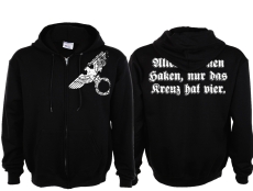 Kapuzenjacke - Alles hat nen Haken, nur das Kreuz hat vier - schwarz Kapuzenjacke - Alles hat nen Haken, nur das Kreuz hat vier - schwarz