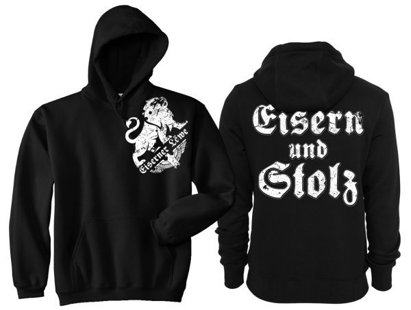 Kapuzenpullover - Eiserner Löwe - Eisern und Stolz - schwarz Kapuzenpullover - Eiserner Löwe - Eisern und Stolz - schwarz