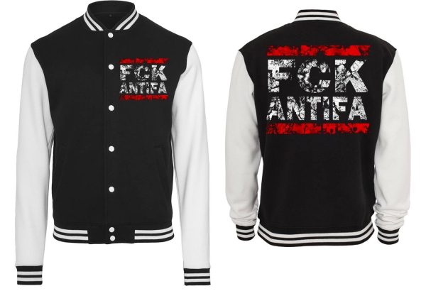 College Jacke - schwarz/weiß - FCK ANTIFA - Motiv 10 College Jacke - schwarz/weiß - FCK ANTIFA - Motiv 10