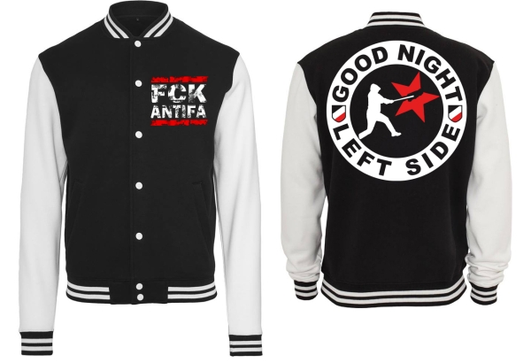 College Jacke - schwarz/weiß - FCK Antifa - Motiv 2 - schwarz College Jacke - schwarz/weiß - FCK Antifa - Motiv 2 - schwarz