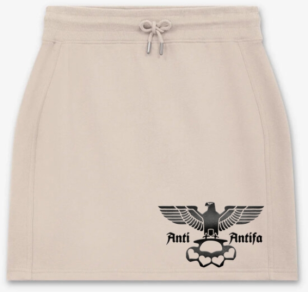 Frauen - Rock - kurz - Anti Antifa - Adler mit Schlagring - sueded fawn Frauen - Rock - kurz - Anti Antifa - Adler mit Schlagring - sueded fawn