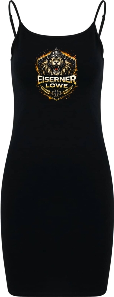 Kleid - Stretch Jersey Slim Dress - Eiserner Löwe - großer Frontdruck - schwarz Kleid - Stretch Jersey Slim Dress - Eiserner Löwe - großer Frontdruck - schwarz