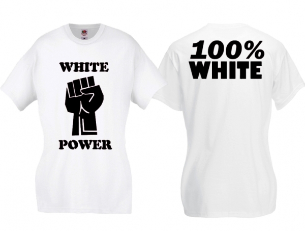 Frauen T-Shirt - White Power - weiß/schwarz - groß Frauen T-Shirt - White Power - weiß/schwarz - groß