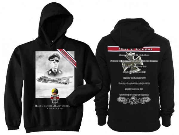 Kapuzenpullover - Helden für Deutschland - Hajo Herrmann - schwarz Kapuzenpullover - Helden für Deutschland - Hajo Herrmann - schwarz
