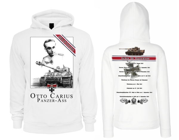 Kapuzenpullover - Helden für Deutschland - Otto Carius - weiß Kapuzenpullover - Helden für Deutschland - Otto Carius - weiß