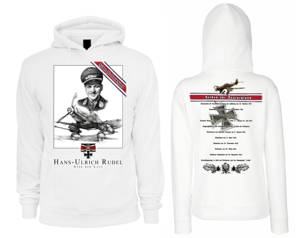 Kapuzenpullover - Helden für Deutschland - H.-U. Rudel - weiß Kapuzenpullover - Helden für Deutschland - H.-U. Rudel - weiß