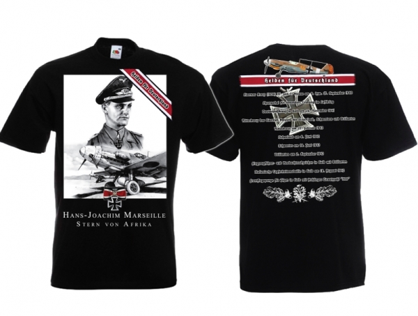 Frauen T-Shirt - Helden für Deutschland - Hans Joachim Marseille - schwarz Frauen T-Shirt - Helden für Deutschland - Hans Joachim Marseille - schwarz