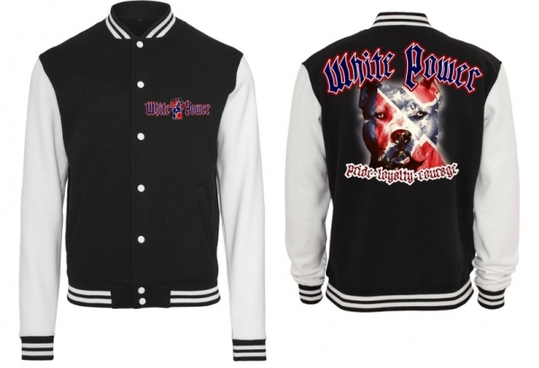 Frauen College Jacke - schwarz/weiß - White Power - Dog Face - Südstaaten Frauen College Jacke - schwarz/weiß - White Power - Dog Face - Südstaaten