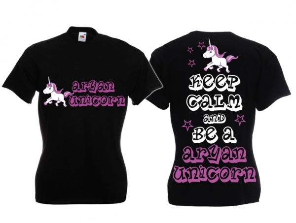 Frauen T-Shirt - Aryan Unicorn - Motiv1 - schwarz Frauen T-Shirt - Aryan Unicorn - Motiv1 - schwarz