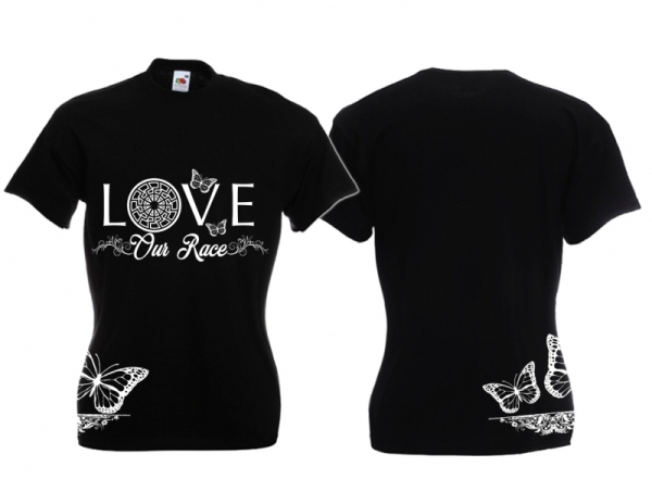 Frauen T-Shirt - Love our Race - schwarz/weiß - Motiv2 Frauen T-Shirt - Love our Race - schwarz/weiß - Motiv2