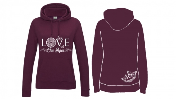 Frauen College Hoodie - Love our Race - burgundy Frauen College Hoodie - Love our Race - burgundy