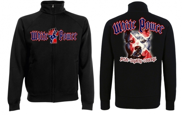 Stehkragen-Jacke - White Power - schwarz Stehkragen-Jacke - White Power - schwarz