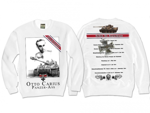 Pullover - Helden für Deutschland - Otto Carius - weiß Pullover - Helden für Deutschland - Otto Carius - weiß
