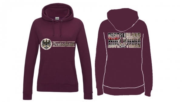 Frauen College Hoodie - Deutschland wird wieder auferstehen - burgundy Frauen College Hoodie - Deutschland wird wieder auferstehen - burgundy