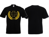 Frauen T-Shirt - Eisernes Kreuz im Kranz - schwarz/gold Frauen T-Shirt - Eisernes Kreuz im Kranz - schwarz/gold