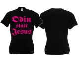 Frauen T-Shirt - Odin statt Jesus - Motiv 3 - schwarz/pink Frauen T-Shirt - Odin statt Jesus - Motiv 3 - schwarz/pink