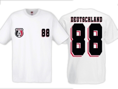 T-Hemd - Fußball - Deutschland - Trikot 88 - Motiv 1 - weiß T-Hemd - Fußball - Deutschland - Trikot 88 - Motiv 1 - weiß