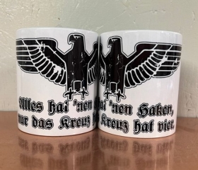 Tasse - Alles hat nen Haken, nur das Kreuz hat vier - mit Reichsadler - weiß/schwarz Tasse - Alles hat nen Haken, nur das Kreuz hat vier - mit Reichsadler - weiß/schwarz