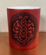 Glitzer Tasse - rot - Thors Hammer mit Schwarzer Sonne Glitzer Tasse - rot - Thors Hammer mit Schwarzer Sonne