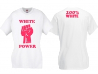 Frauen T-Shirt - White Power - weiß/pink - klein Frauen T-Shirt - White Power - weiß/pink - klein