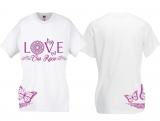 Frauen T-Shirt - Love our Race - weiß/lila - Motiv2 Frauen T-Shirt - Love our Race - weiß/lila - Motiv2