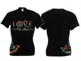 Frauen T-Shirt - Love our Race - schwarz/bunt - Motiv2 Frauen T-Shirt - Love our Race - schwarz/bunt - Motiv2