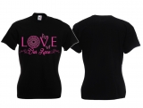 Frauen T-Shirt - Love our Race - schwarz/lila - Motiv1 Frauen T-Shirt - Love our Race - schwarz/lila - Motiv1
