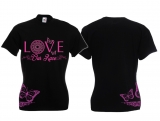 Frauen T-Shirt - Love our Race - schwarz/lila - Motiv2 Frauen T-Shirt - Love our Race - schwarz/lila - Motiv2