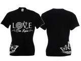 Frauen T-Shirt - Love our Race - schwarz/weiß - Motiv2 Frauen T-Shirt - Love our Race - schwarz/weiß - Motiv2